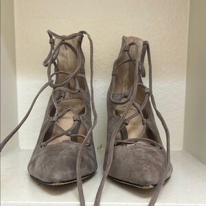 Vince Camuto Gray Suede Heels with Classic Design